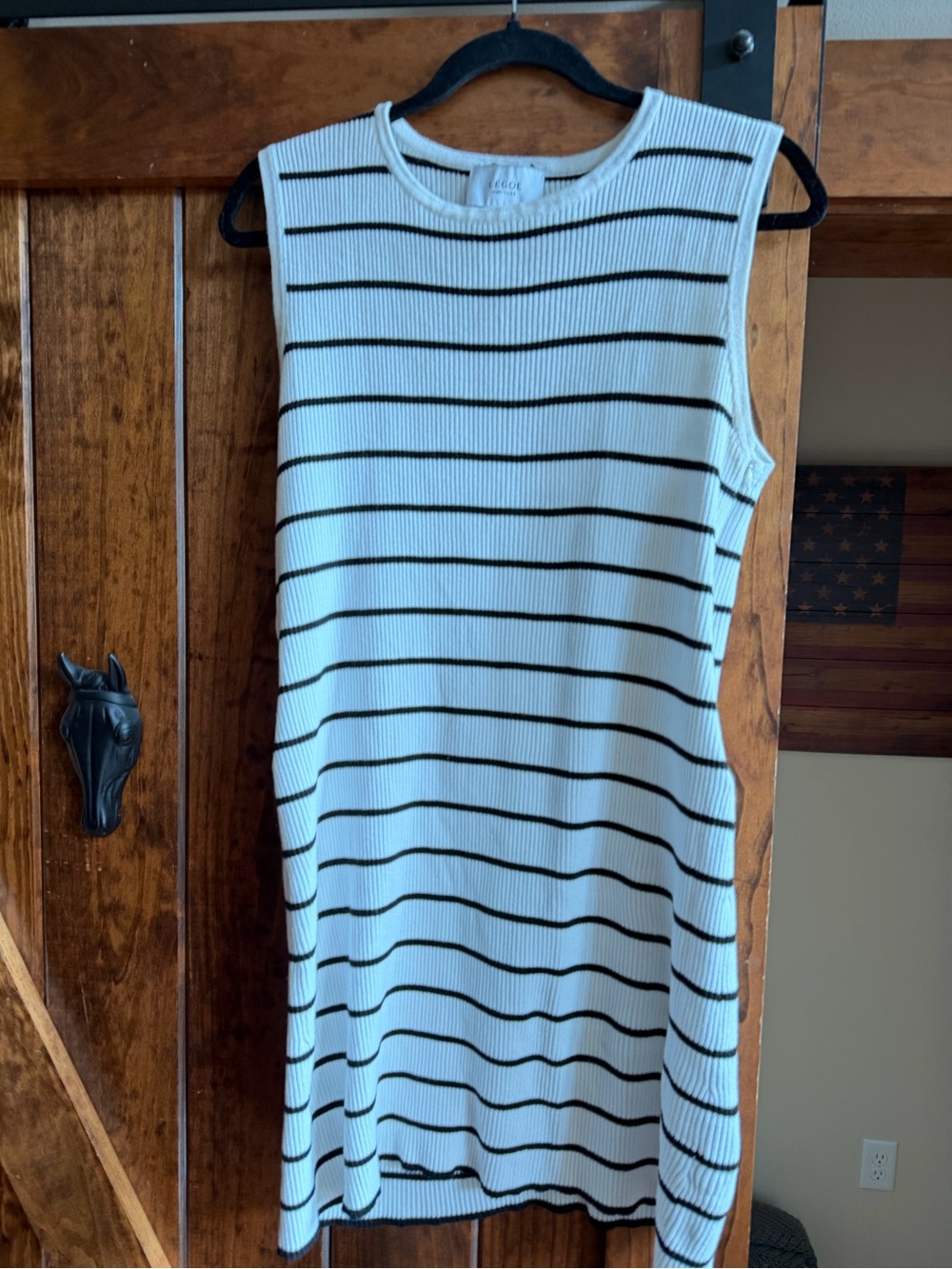 Ribbed Striped Mini Dress in White and Black